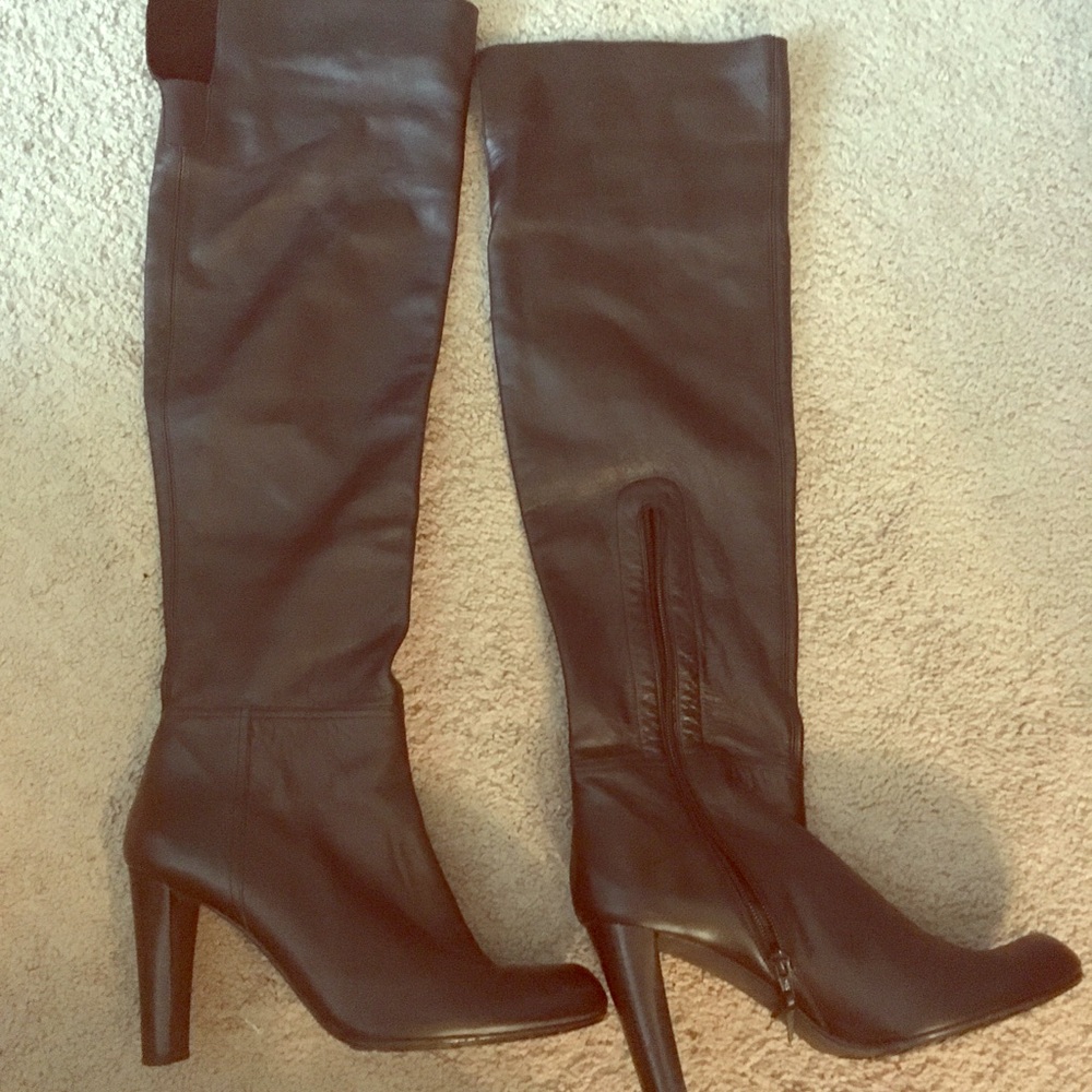 Black over the knee leather Stuart Weitzman boots